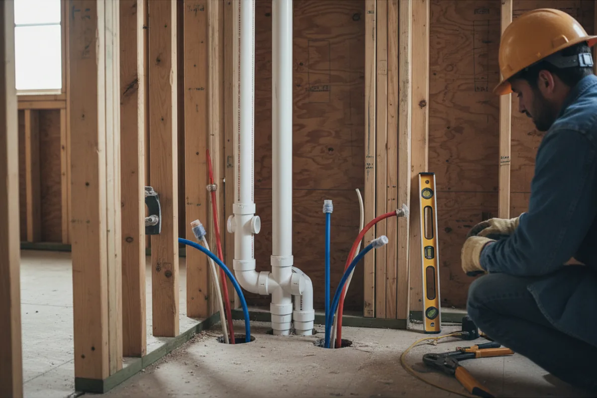 Drain and supply rough-in during Sump Pump Repair in Nelsonville