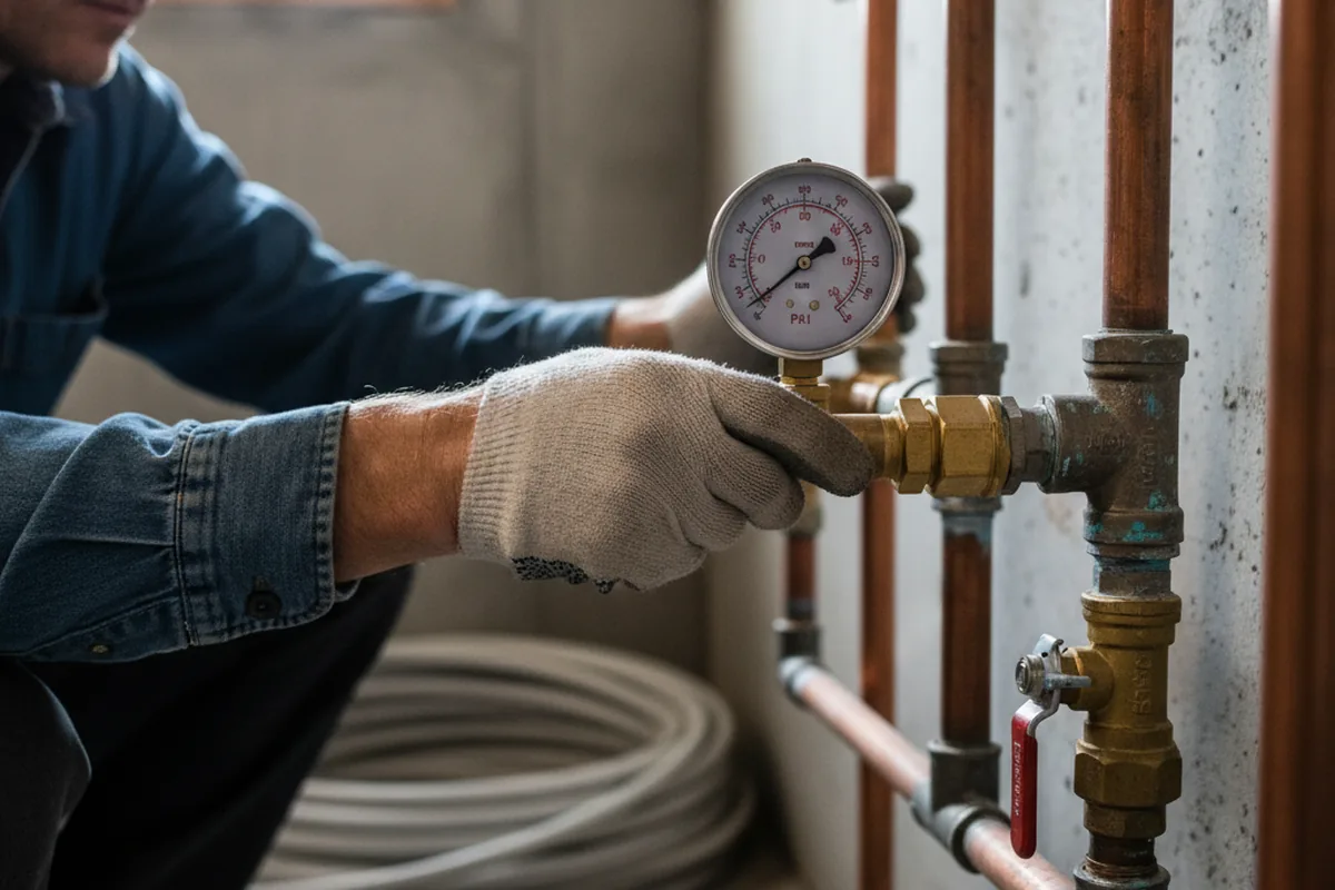 Pressure testing a repaired line during Water Line Repair in Nelsonville